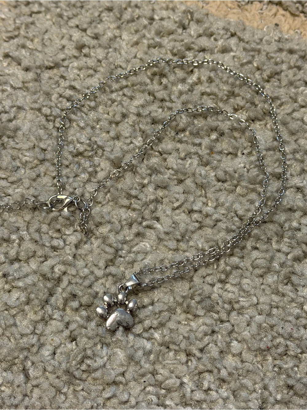 Silver Paw Print Pendant Necklace - Cute Animal Charm